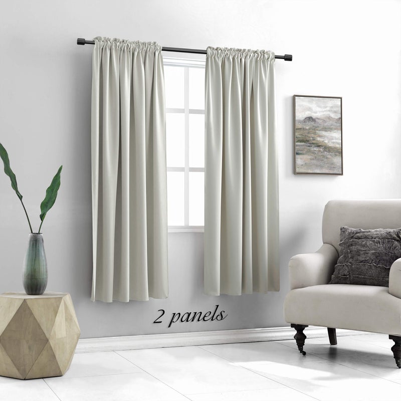 DONREN Light Gray Blackout Curtains - All Season Thermal Insulated Rod Pocket Room Darkening Curtains for Bedroom (2 Panels,42 x 63 Inch) - Image 2